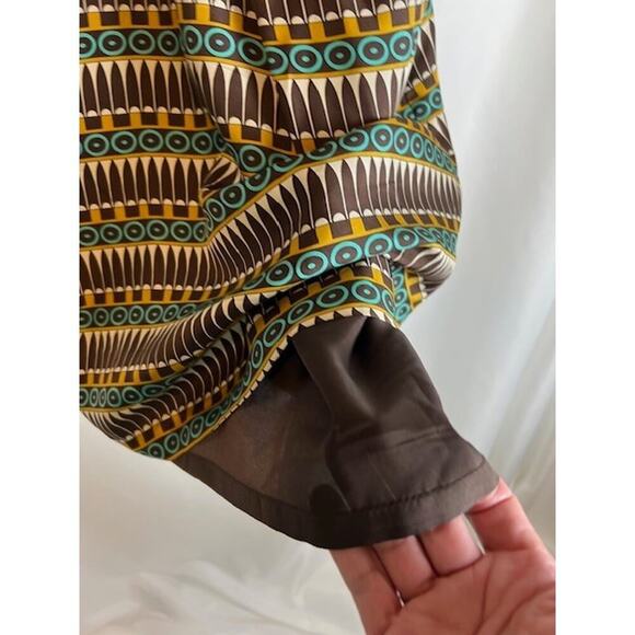Milly Of New York 100% Silk Short-Sleeve Tribal-Print Dress Sz 4 Lined - Picture 5 of 9